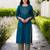 Blue embroidered cotton kurta trouser set