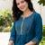 Blue embroidered cotton kurta trouser set