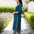 Blue embroidered cotton kurta trouser set