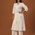 Off white printed cotton kurta trouser set