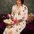 White printed cotton kurta trouser set