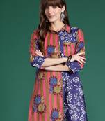 Multicolor printed cotton kurta trouser set