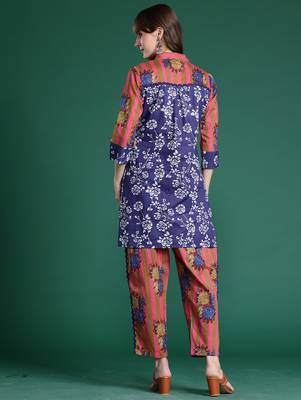 Multicolor printed cotton kurta trouser set 2
