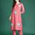 Red printed cotton kurta trouser set