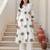 White printed cotton kurta trouser set