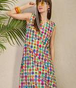 Multicolor printed cotton kurta trouser set