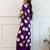 Purple embroidered viscose rayon kurta trouser set