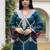 Teal embroidered silk kurta trouser set