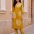 Mustard printed cotton kurta trouser set