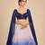 Lilac And Navy Blue Ombre Long Cape Attached Lehenga Set