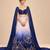 Lilac And Navy Blue Ombre Long Cape Attached Lehenga Set