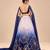 Lilac And Navy Blue Ombre Long Cape Attached Lehenga Set