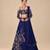 Navy Blue Embroidered Satin Organza Lehenga Set