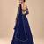 Navy Blue Embroidered Satin Organza Lehenga Set