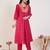 Pink embroidered silk kurta trouser set