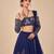 Navy Blue Embroidered Satin Organza Lehenga Set