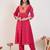 Pink embroidered silk kurta trouser set
