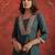 Teal embroidered silk kurta trouser set