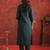 Teal embroidered silk kurta trouser set