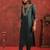 Teal embroidered silk kurta trouser set