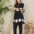 Black printed cotton kurta trouser set