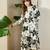 Grey printed viscose rayon kurta trouser set