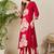Maroon embroidered viscose rayon kurta trouser set