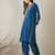 Teal embroidered viscose rayon kurta trouser set