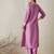 Lavender embroidered cotton kurta trouser set