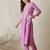 Lavender embroidered cotton kurta trouser set