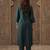 Teal embroidered silk kurta trouser set