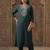 Teal embroidered silk kurta trouser set