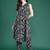 Black printed cotton kurta trouser set