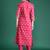Pink printed cotton kurta trouser set