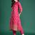 Pink printed cotton kurta trouser set