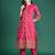 Pink printed cotton kurta trouser set
