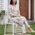 White printed cotton kurta trouser set