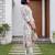 White printed cotton kurta trouser set