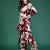 Maroon printed viscose rayon kurta trouser set