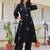 Black printed cotton kurta trouser set