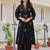 Black printed cotton kurta trouser set
