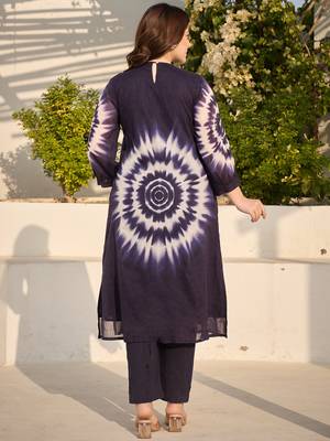 Blue printed cotton kurta trouser set 2