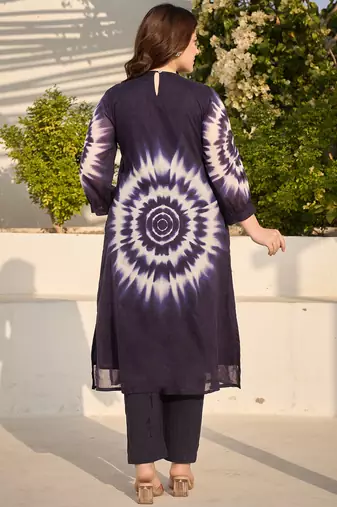 Blue printed cotton kurta trouser set