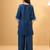 Blue embroidered linen kurta trouser set