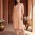 Peach embroidered viscose rayon kurta trouser set