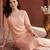 Peach embroidered viscose rayon kurta trouser set