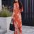 Orange printed viscose rayon kurta trouser set