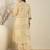 Beige printed cotton kurta trouser set