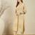 Beige printed cotton kurta trouser set