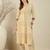 Beige printed cotton kurta trouser set